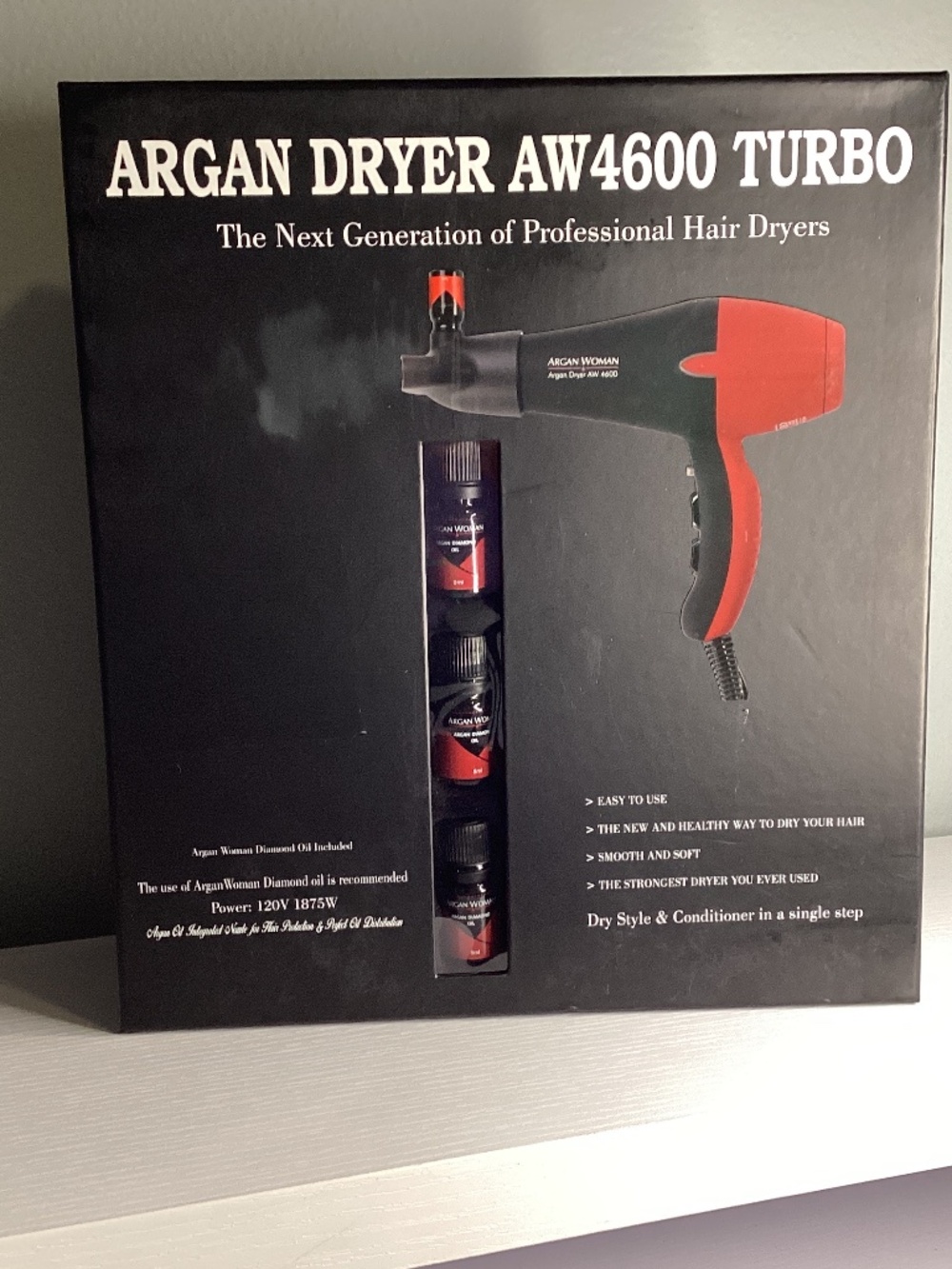 Argan Dryer AW4600 Turbo Professional Red Hair Dryer new in box.